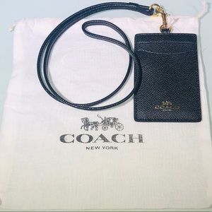 Coach Black Leather Lanyard